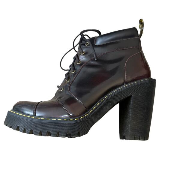 Dr. Martens Averil Women's Leather Heeled Ankle Boots Size 8 Burgundy - Picture 7 of 9